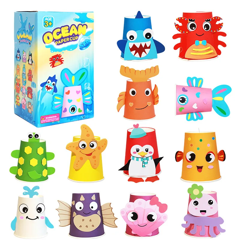 

DIY родитель ребенок ручной работы креативные новые бумажные стаканчики наклейки океан английские декоративные бумажные стаканчики
