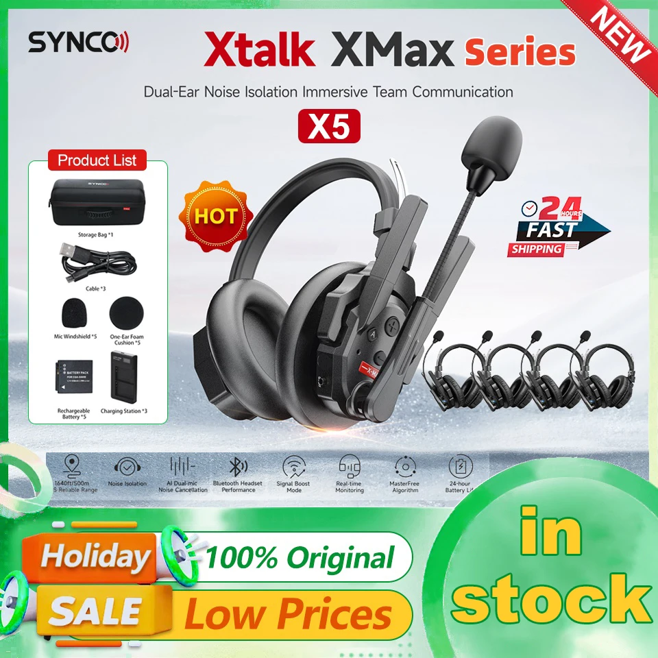 SYNCO Xtalk XMAX X5 X9 X13 Wireless Headset Full-duplex Intercom Communication System for Filmmaking Live performances Teamwork