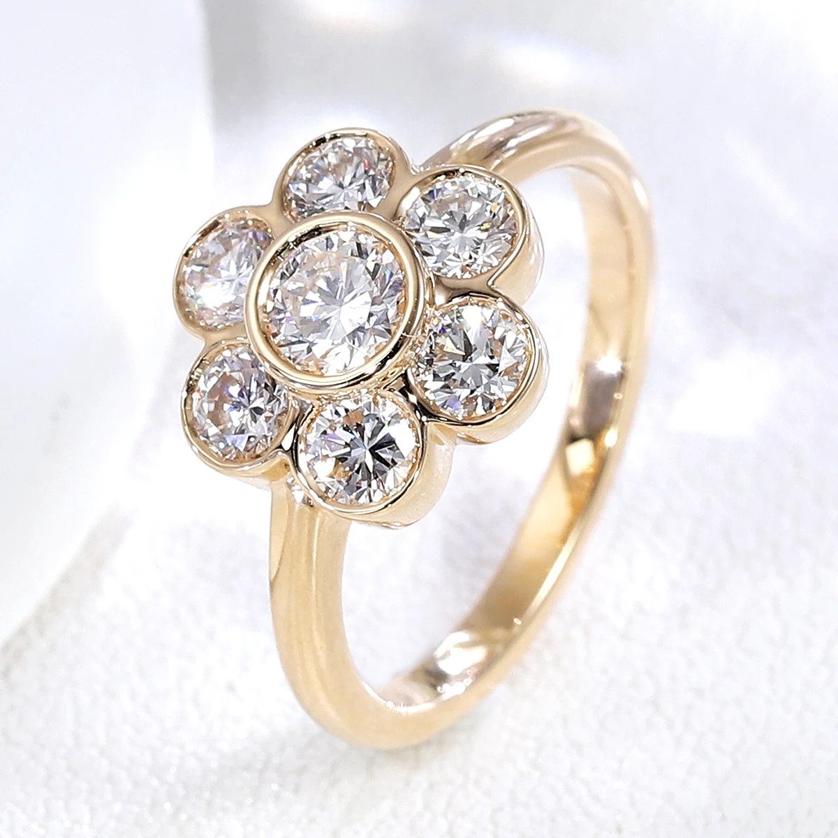Provence Jewelry 10K Yellow Gold DEF Lab Diamond Ring Round cut For Women Wedding Anniversary Birthday Gift and Lady Daily Wear view 5