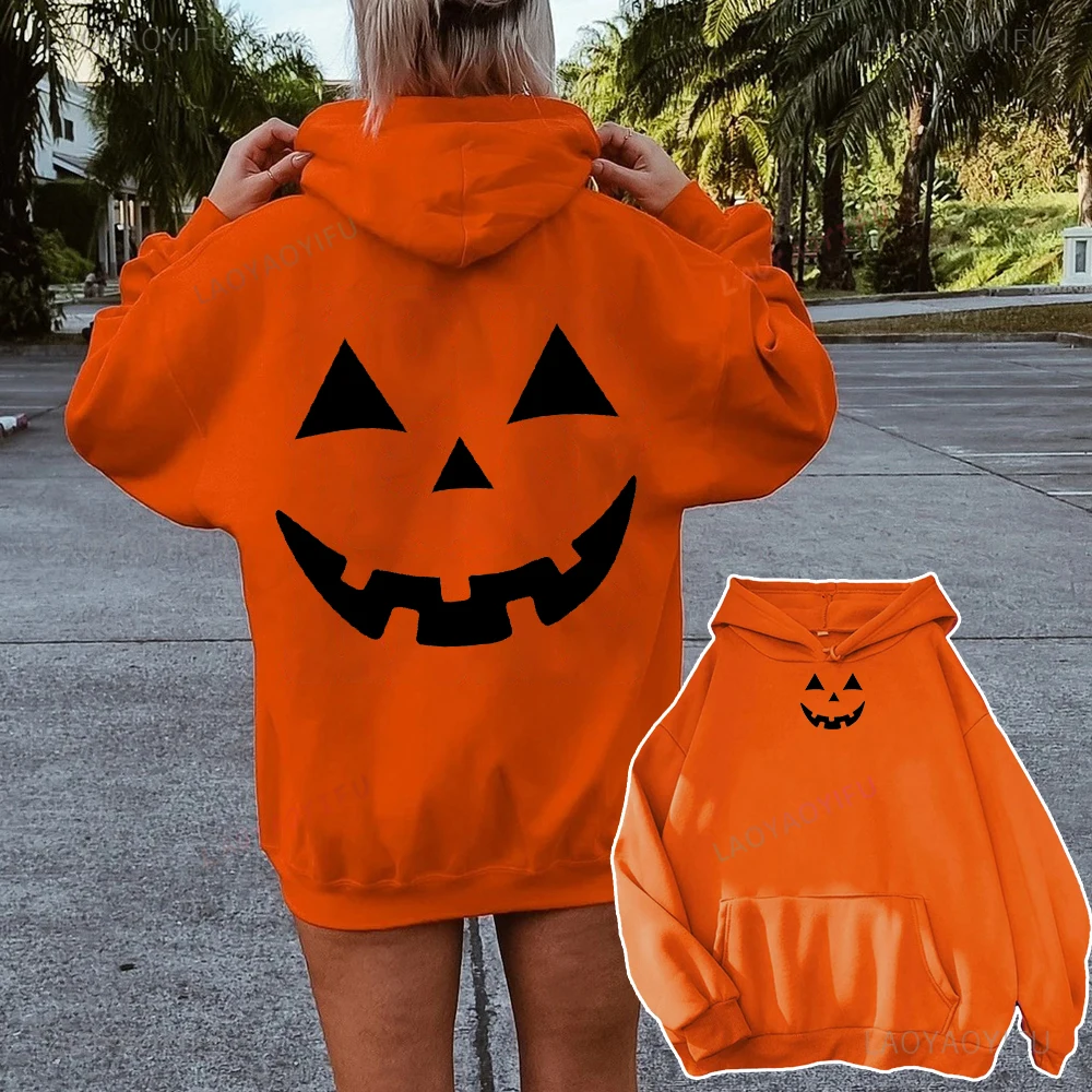 Halloween Pumpkins Hoodies Casual Long Sleeves Hooded Interesting Pumpkin FaceSweatshirts Cool Halloween Men Women Pullover Tops