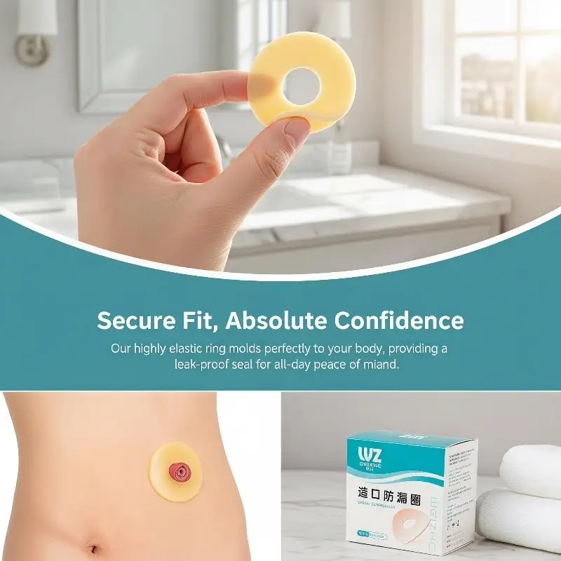 Stoma Leakage Prevention Rings 10Pcs Flexible Adhesive Colostomy Baseplates for Daily Home Use