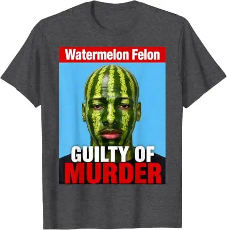 Watermelon Felon Shirt Watermelon Felon Guilty of Murder T-Shirt Baumwolle Y2k Streetwear Kleidung Humor Ästhetische Grafikbekleidung – Detail 5