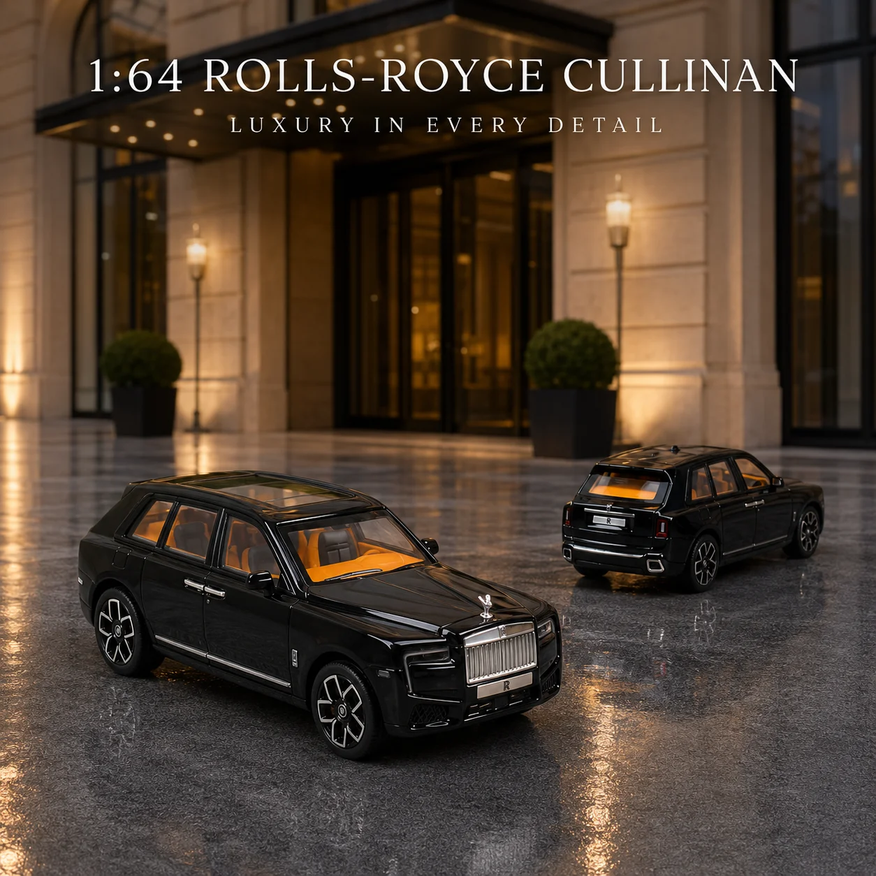 Image of 1:64 Rolls Royce Cullinan Luxus-SUV Miniaturmodell Legierung Spielzeugauto Freilaufende Räder Druckguss Metall Ausstellungsstück Sammlerstück Geschenk