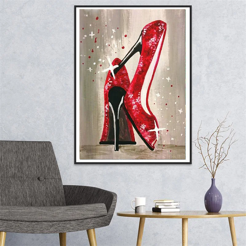 5D Diamond Painting High Heel DIY Full Drill Diamond Embroidery Mosaic Woman Red Shoes Pictures Wall Art Home Decor Crafts Gift