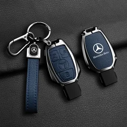 Leather Car Key Case Cover Holder Protector For Mercedes Benz A B C E Class GLS GLA GLK GLC CLS CLA AMG W204 W205 W212 W463 W176