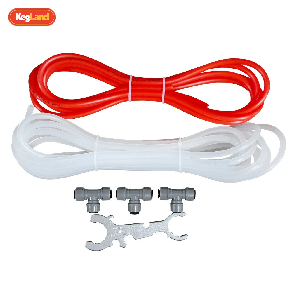 Kegland 4 Zapf hähne Eva Bier Linie Set mit Klemmen, 7 in 1 Schraubens chl üssel und 3 x duo tight T-Stück (für Schrift Kit) Bier Haus brauen – Detail 1