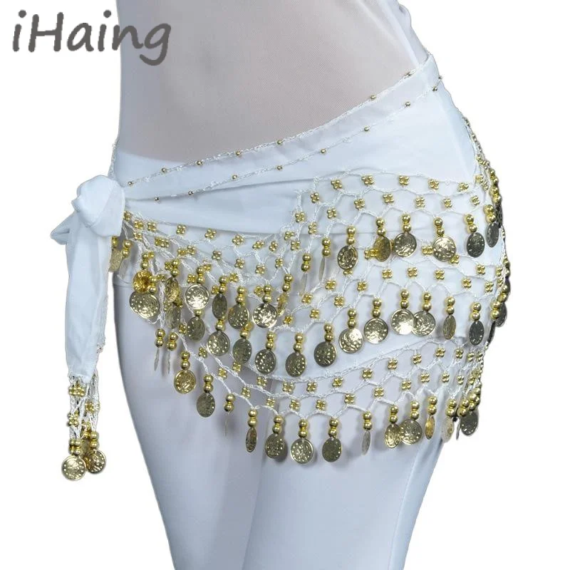 Adult Glittery Coins Dancewear Belly Dance Hip Scarf Fringe Triangle Wrap Belt Skirt for Women Female Outfit Party Tassel Wrap