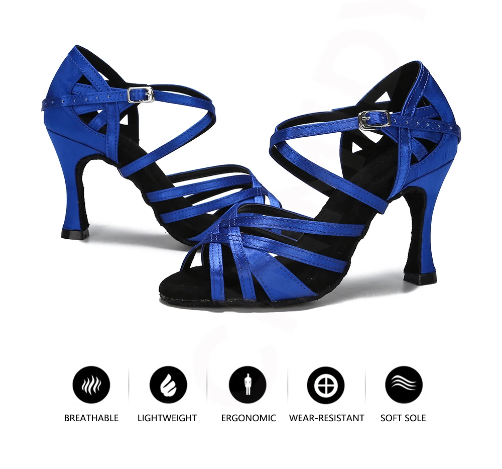 CINMIDY Seiden-Satin Tanzschuhe Ballroom High Heel Tanzschuhe für Mädchen und Frauen Latein Tanzschuhe Indoor Weiche Sohle Partyschuhe – Detail 4