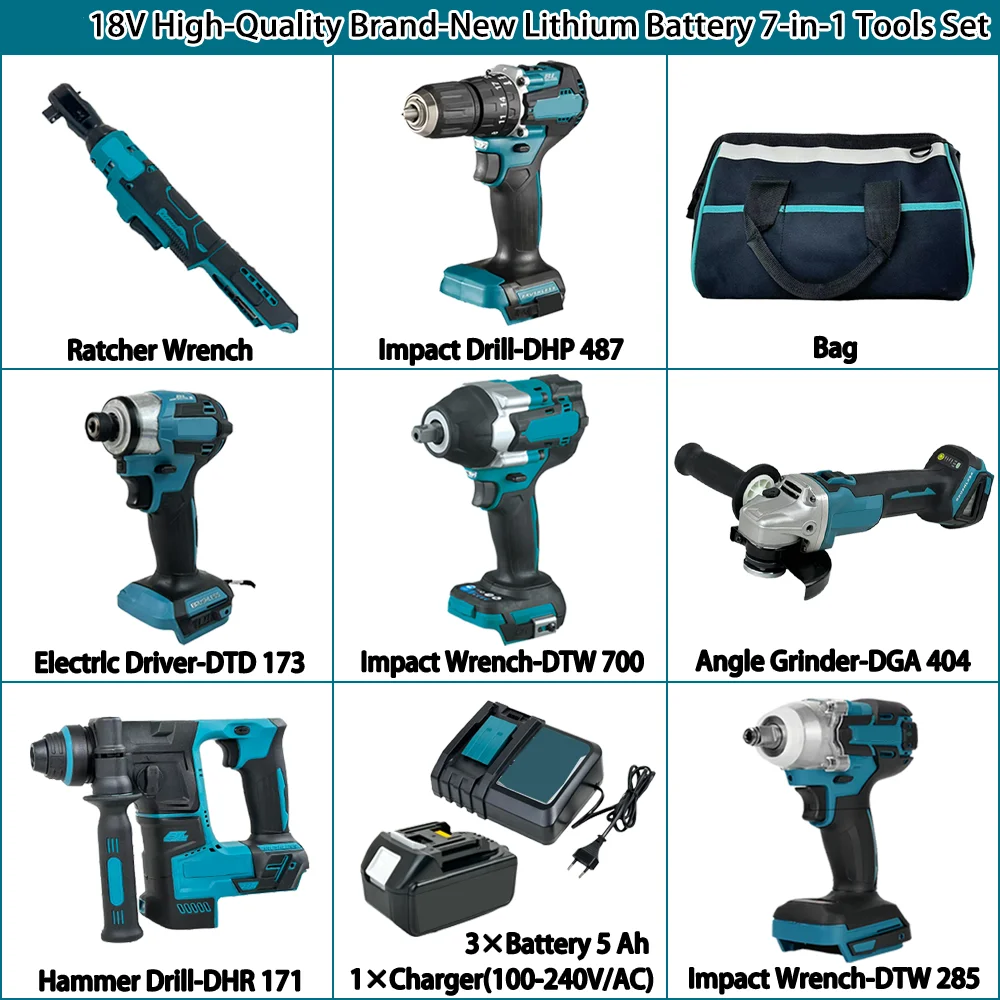 Wholesale 18V Li-ion Battery 12-Piece Industrial Tools Kit High Demand Original Mak OEM High Quality Kita Combo Power Tools Set