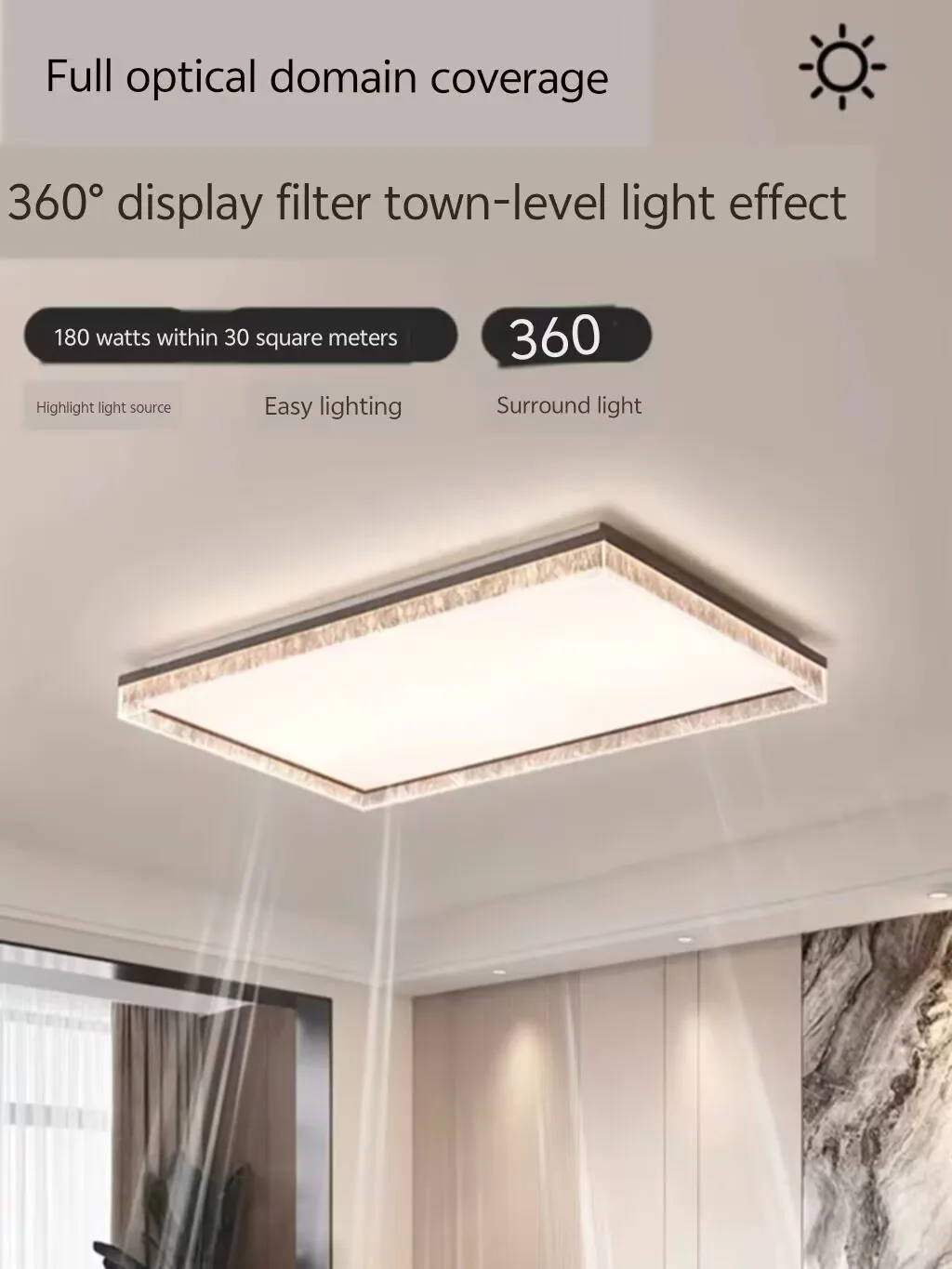 Italian minimalist ceiling lamp, high end living room lamp, rectangular household ice crack design ceiling lamp