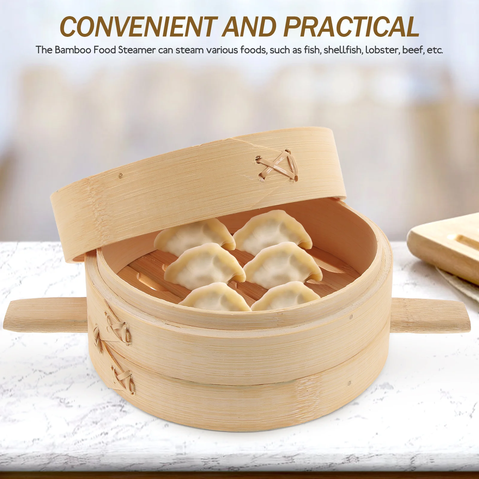 

1Set Bamboo Steamer Basket Premium Dumpling Steamer with Cover Safe Eco-Friendly Cooking Tool for Seafood Buns Vegetables