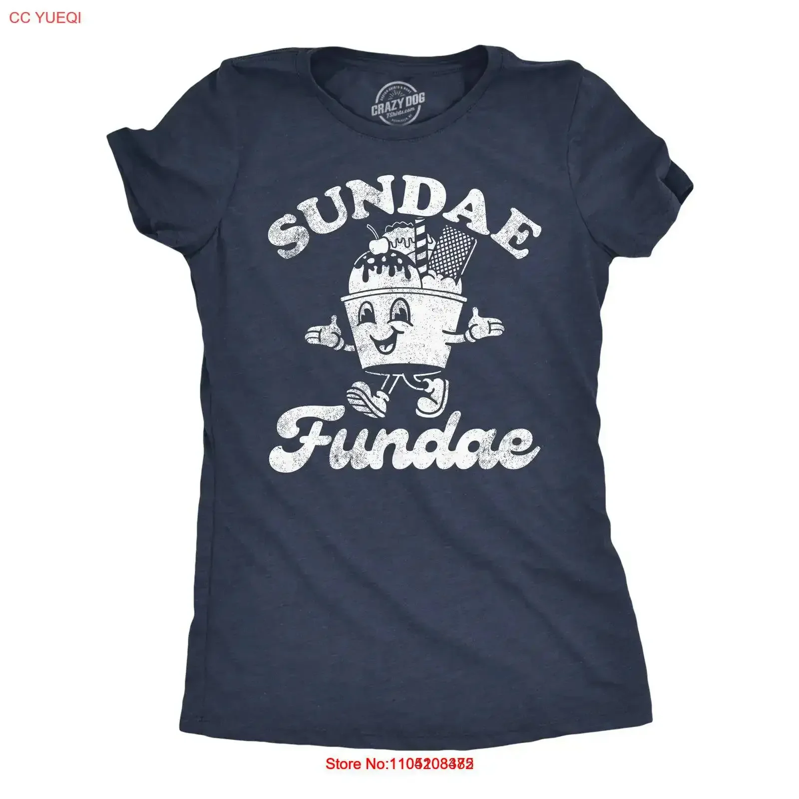 Womens Funny T Shirt Sunday Fundae Sarcastic Ice Cream For Ladies vintage Washed Unisex Top For Everyday Wear graphic