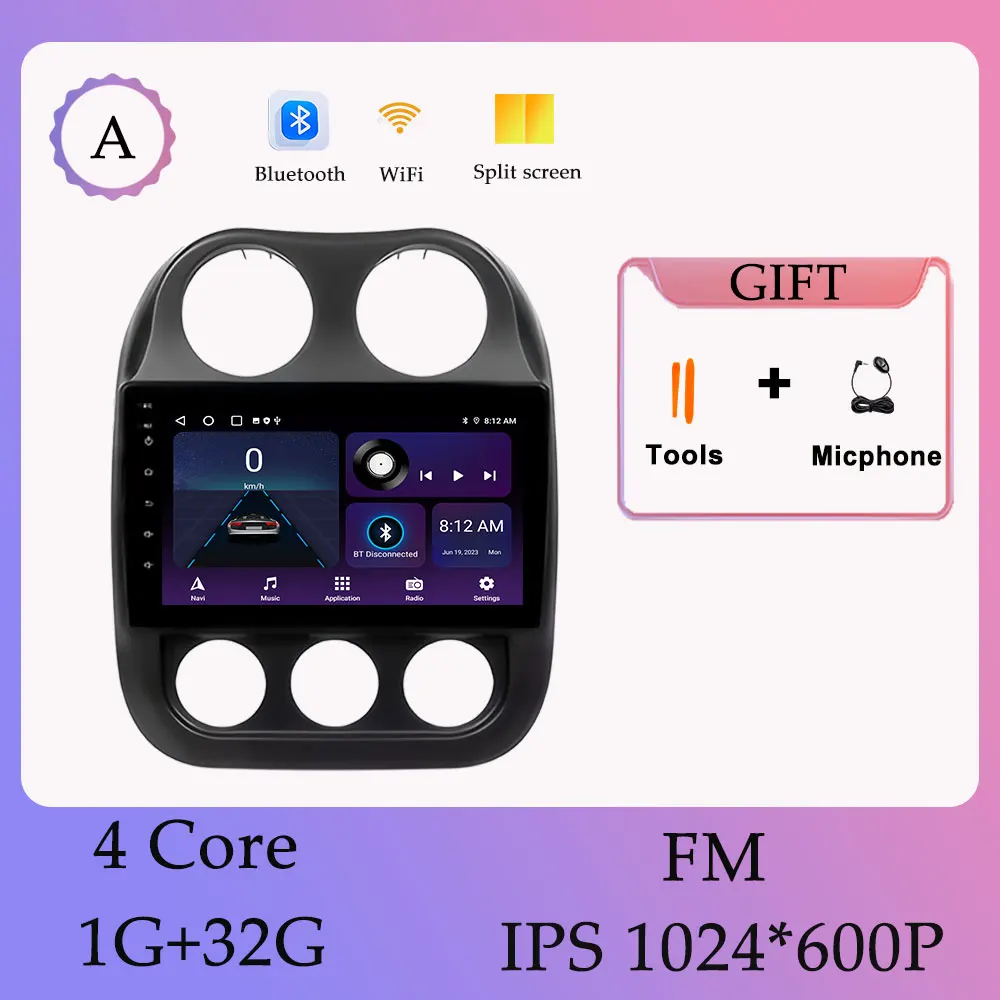 Draadloze Carplay Android 16 Autoradio Video Audi Multimedia Speler voor Jeep Compass Patriot 2009-2015 GPS Navi DSP Stereo WIFI