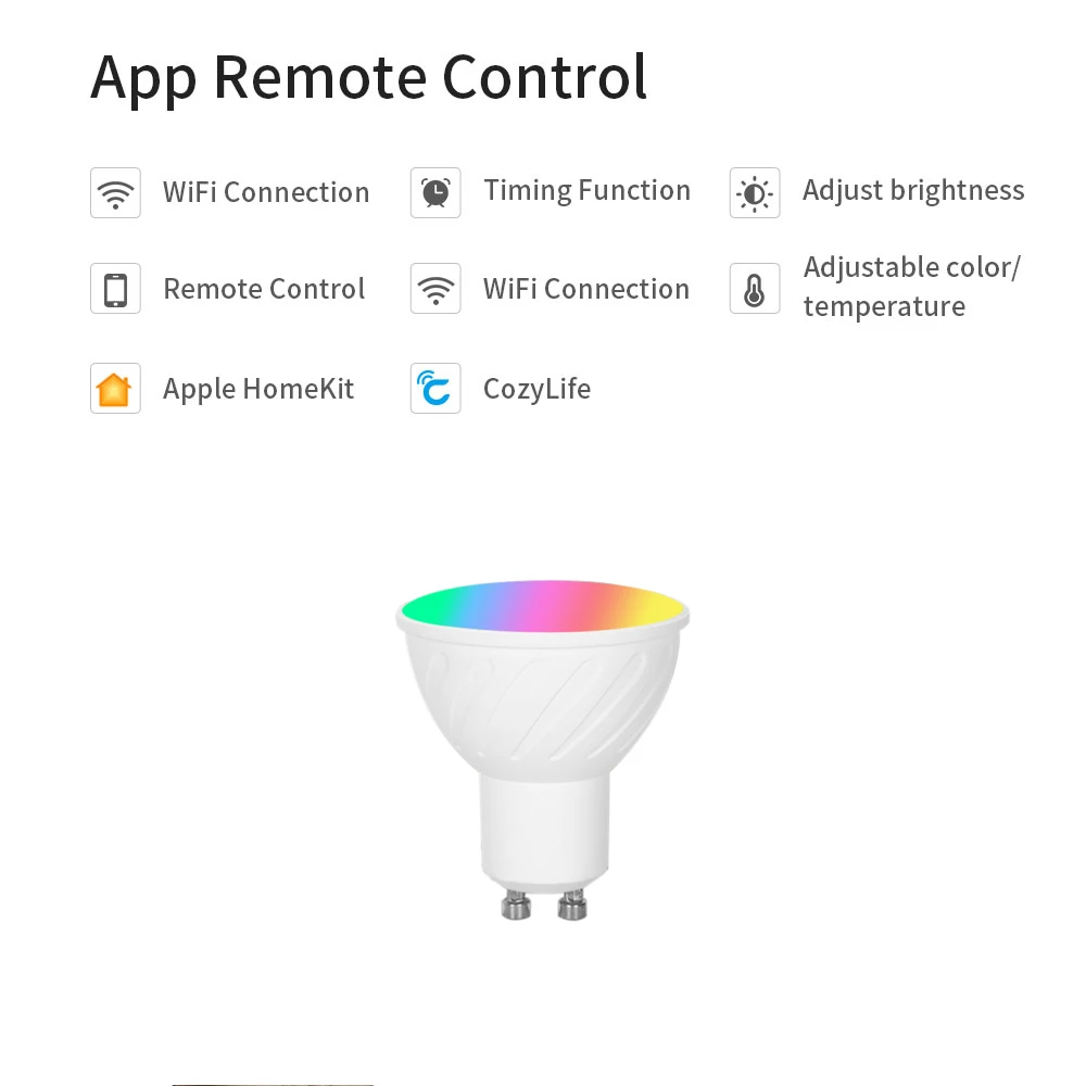 CozyLife Smart Spotlight 5W GU10 WiFi ściemniania lampy Anti-dazzle żarówki 110V 220V wsparcie Apple HomeKit dla domu salon