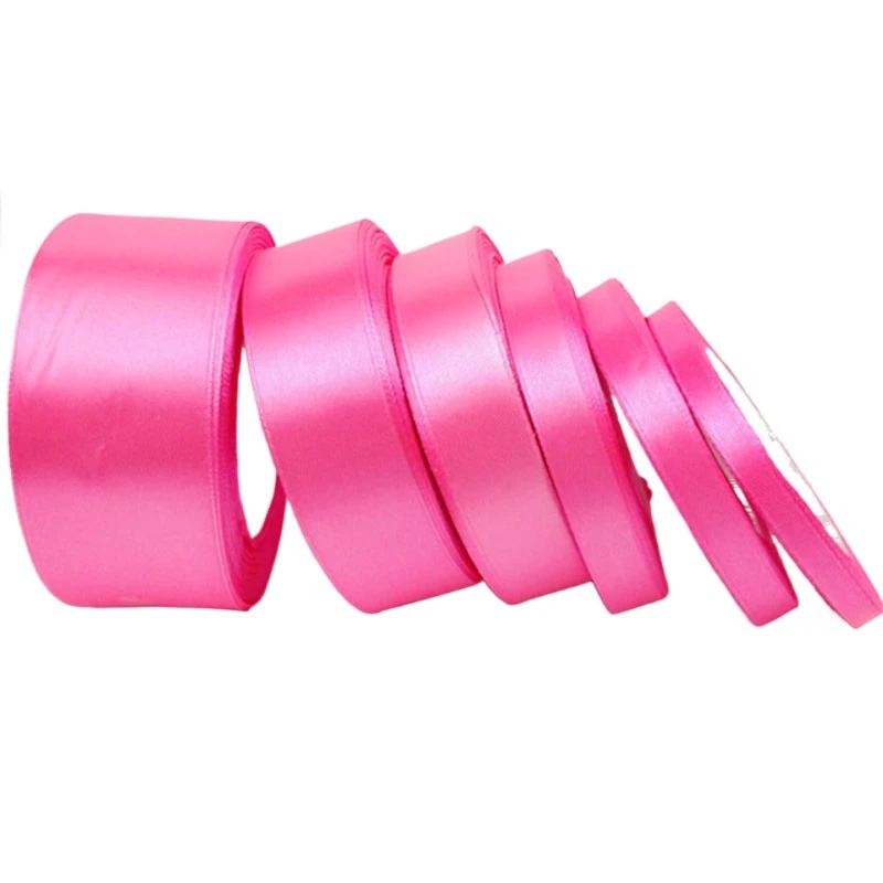 복숭아 빨간색 25 야드/롤 6mm ~ 40mm 새틴 리본 선물 활 수제 DIY 공예 웨딩 파티 공급 의류 보조 재료