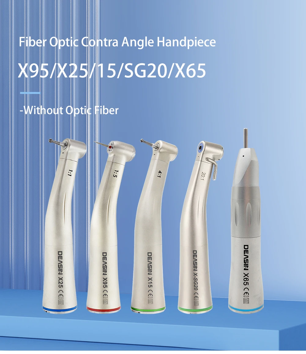 Contra Angle 1:1 1:5 20:1 1:4.2 Dental Handpiece Fiber Optic Low Speed High Speed X95L Style Dental Implant Equipment