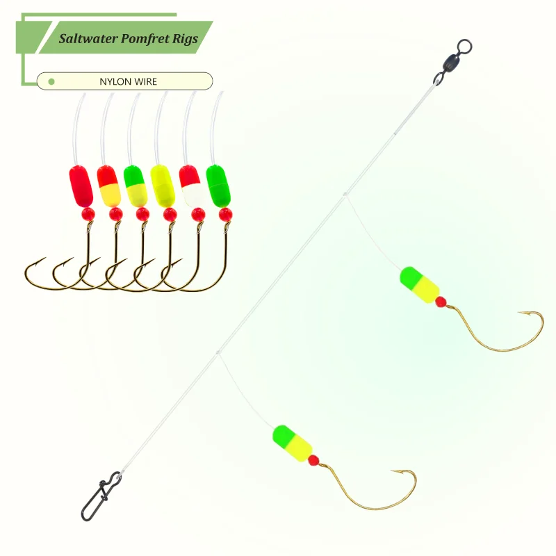 3pcs/6pcs Pompano Surf Fishing Rig Kit Ready to Fish Set with Foam Floats,Swivels Snaps Circle Hook Saltwater Offshore Beach