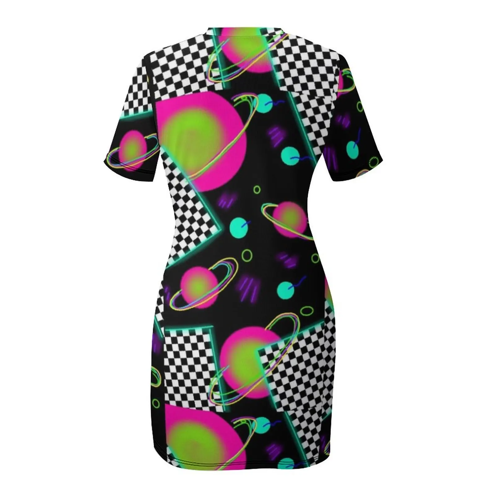 trippy neon 80's space party - planets and space globs Short-Sleeved Dress Party dresses Dress