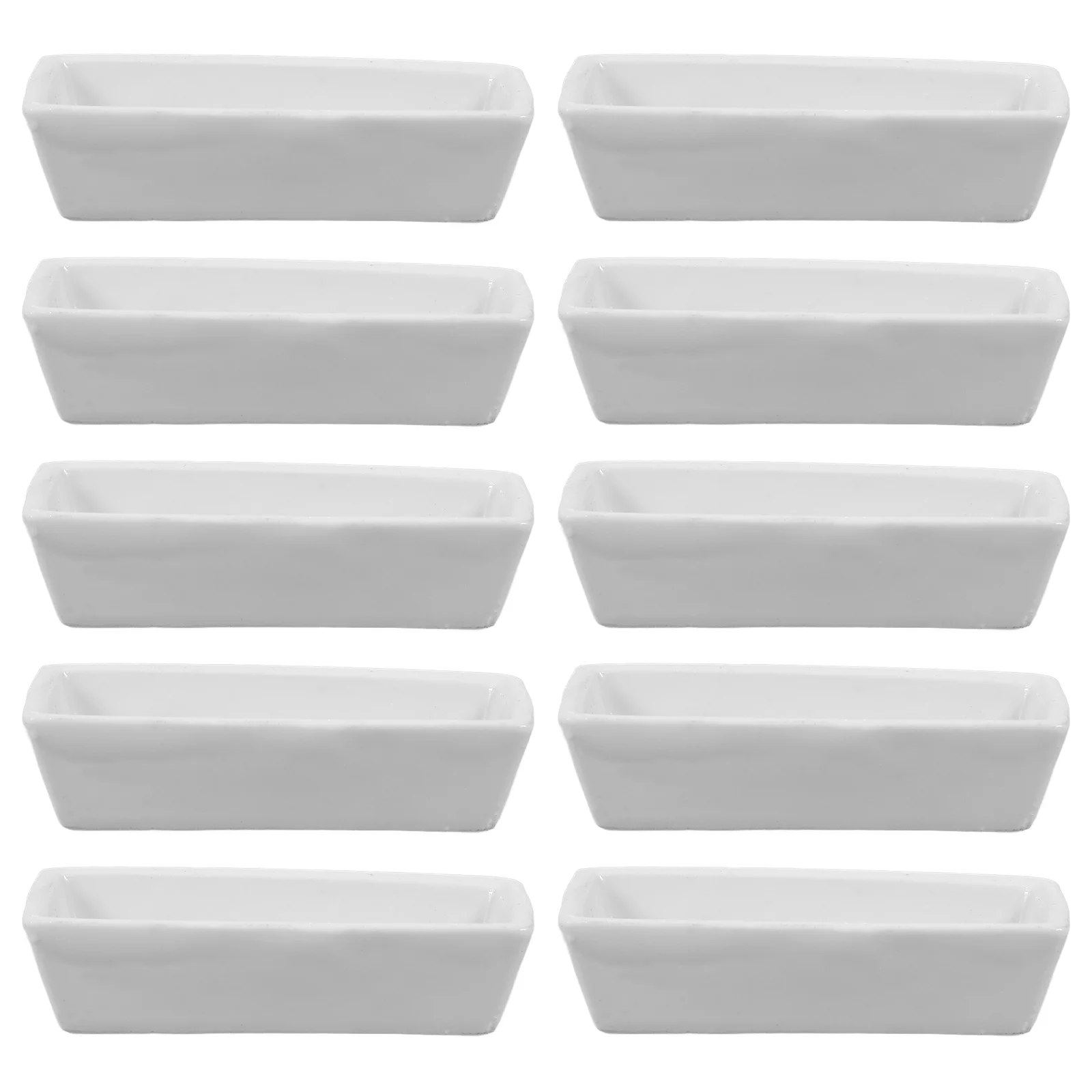 10 Pcs Ceramic Watch Glass Rectangular Ceramics Burning Holder Simple Dish White Crucible