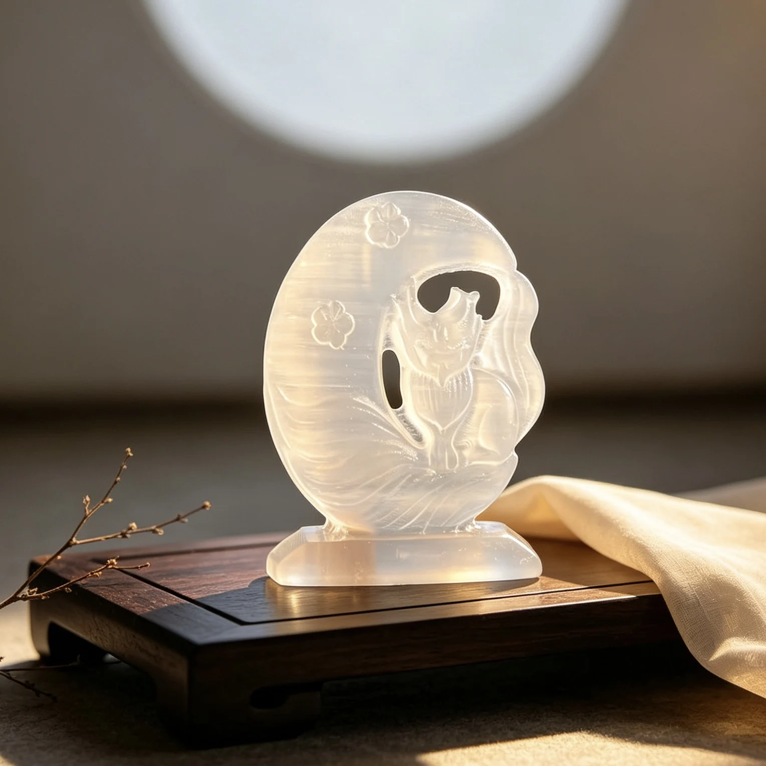 1 pièce de sculpture de renard en cristal de sélénite blanche, pierre précieuse de guérison, cadeaux charmants, adaptés à la décoration de la maison et du bureau