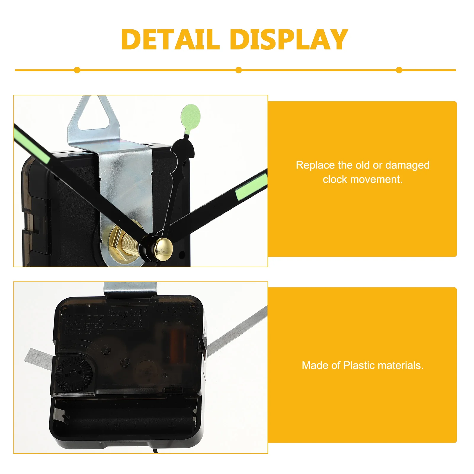 

1Set Quartz Silent Clock Movement Replacement Part Easy Install Noctilucous Function Wide Application Living Room Library