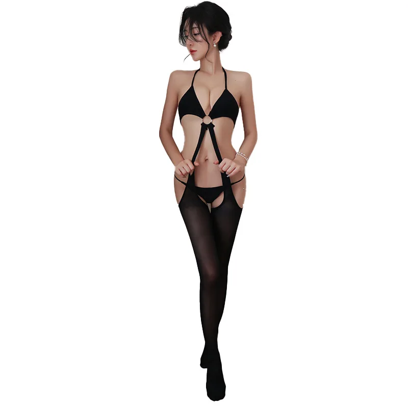 Sex Underwear Sexy Temptation Pure Passion Open Gear Free One-piece Stockings Can Tear Black Silk Bodysuit Women Body Suit