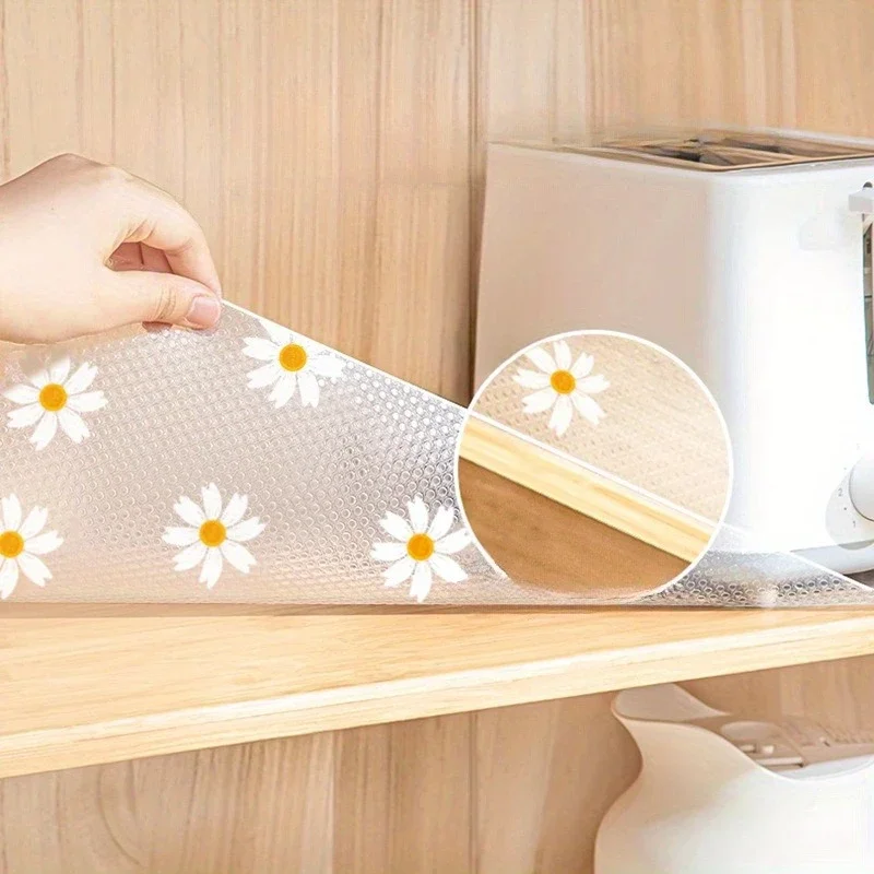 Daisy Drawer Liner Waterproof Shelf Liner Table Cover Mat Refrigerator Pad for Kitchen Cabinets Home Organization Decor