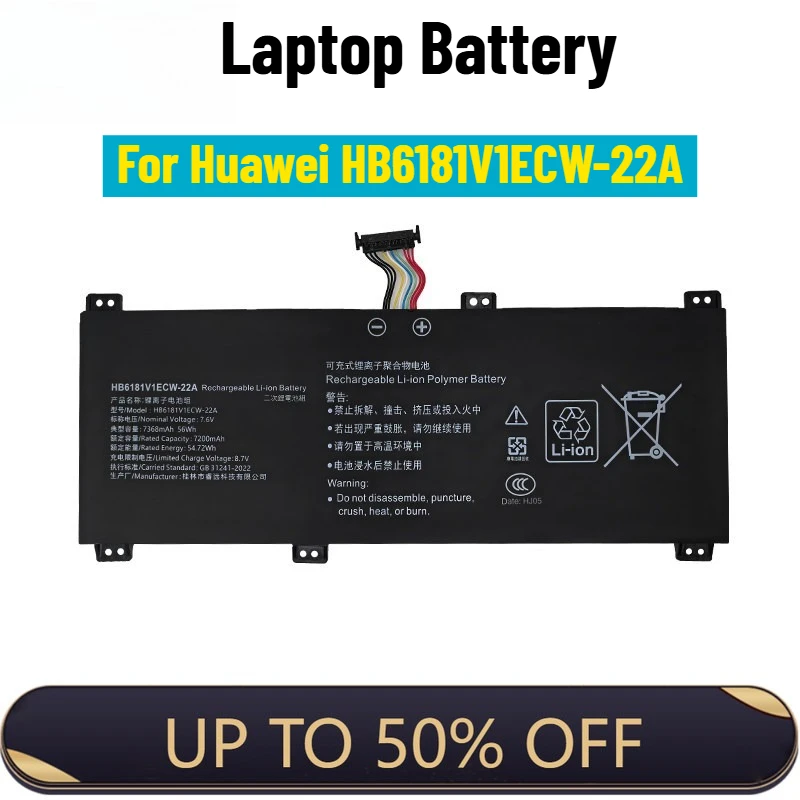 

Brand New Laptop Battery for Huawei HYLR-WFP9 HYLR-WFQ9 HB6181V1ECW-22A