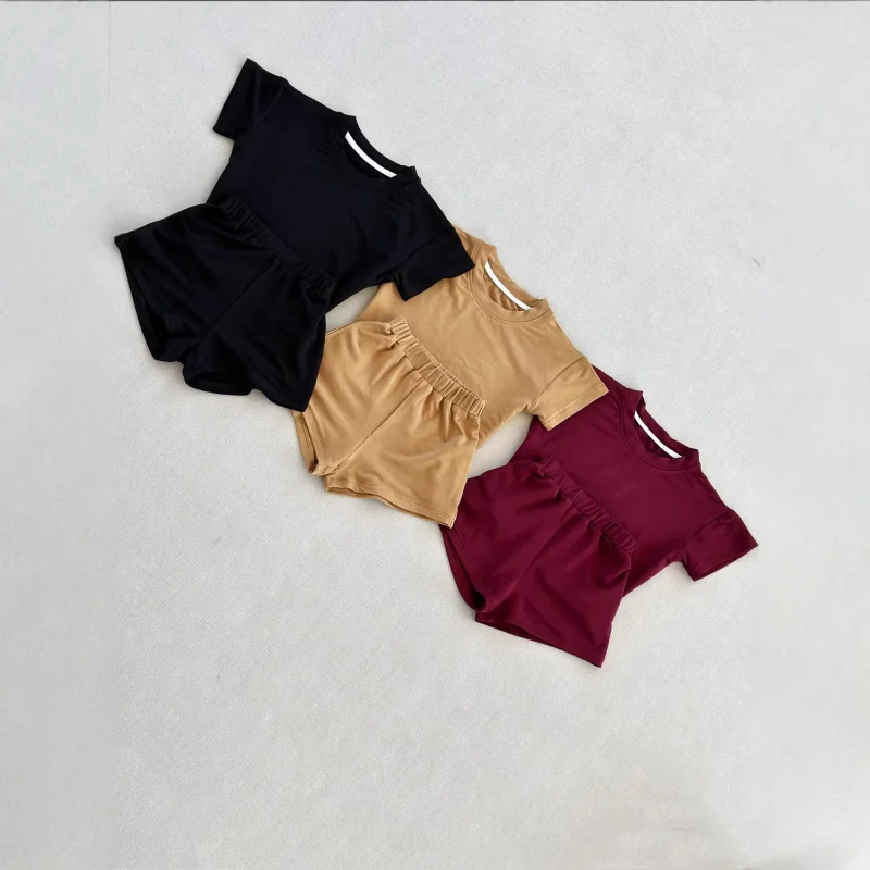 

2026New bamboo fiber baby thin two-piece breathable toddler set summer clothes short sleeveTT-shirt Shorts
