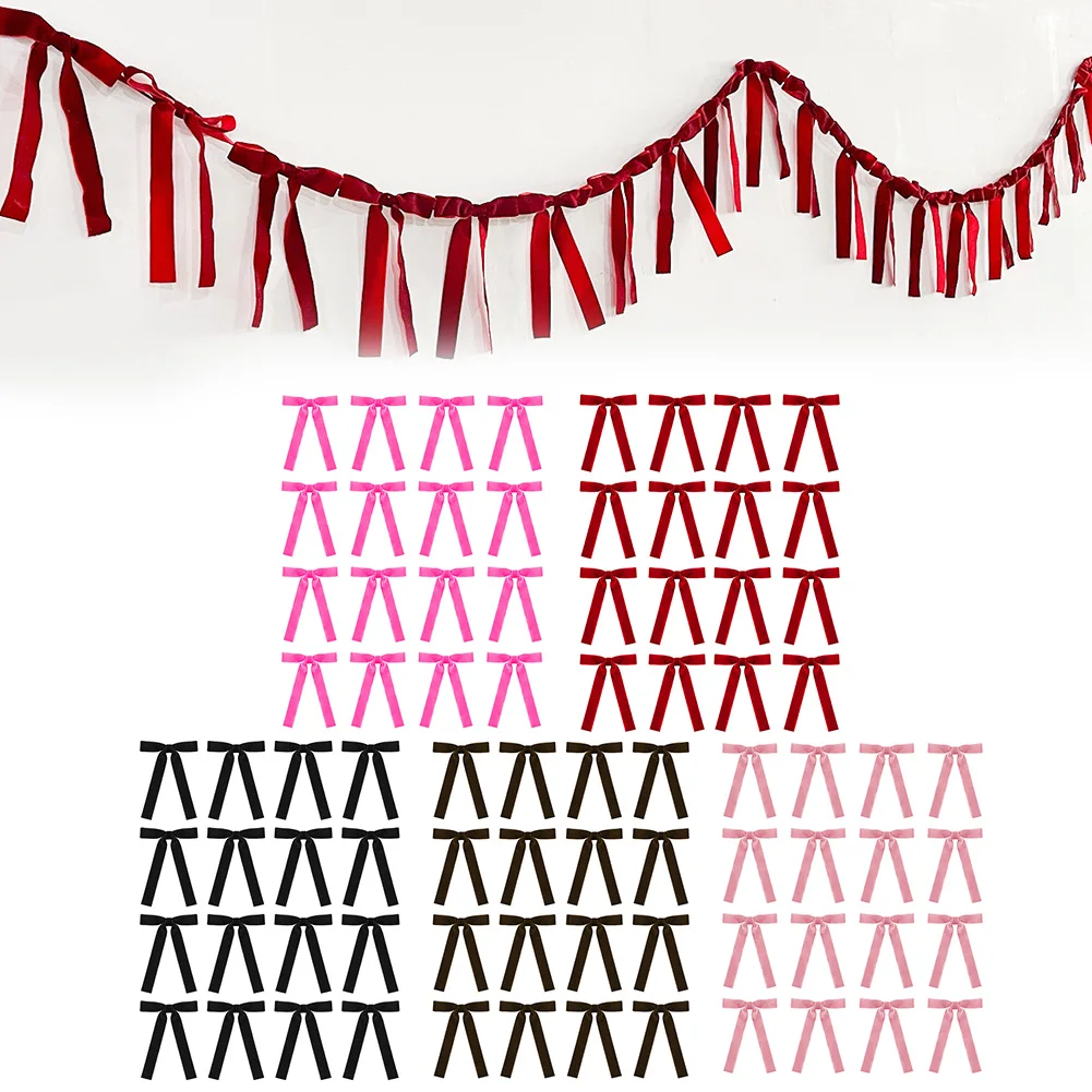 طقم قلادة على شكل فيونكة مخملية مكون من 16 قطعة لحفلات الزفاف لتزيين عيد الميلاد كلاسيكي متعدد الألوان مصنوع يدويًا 18 × 13 سم #5