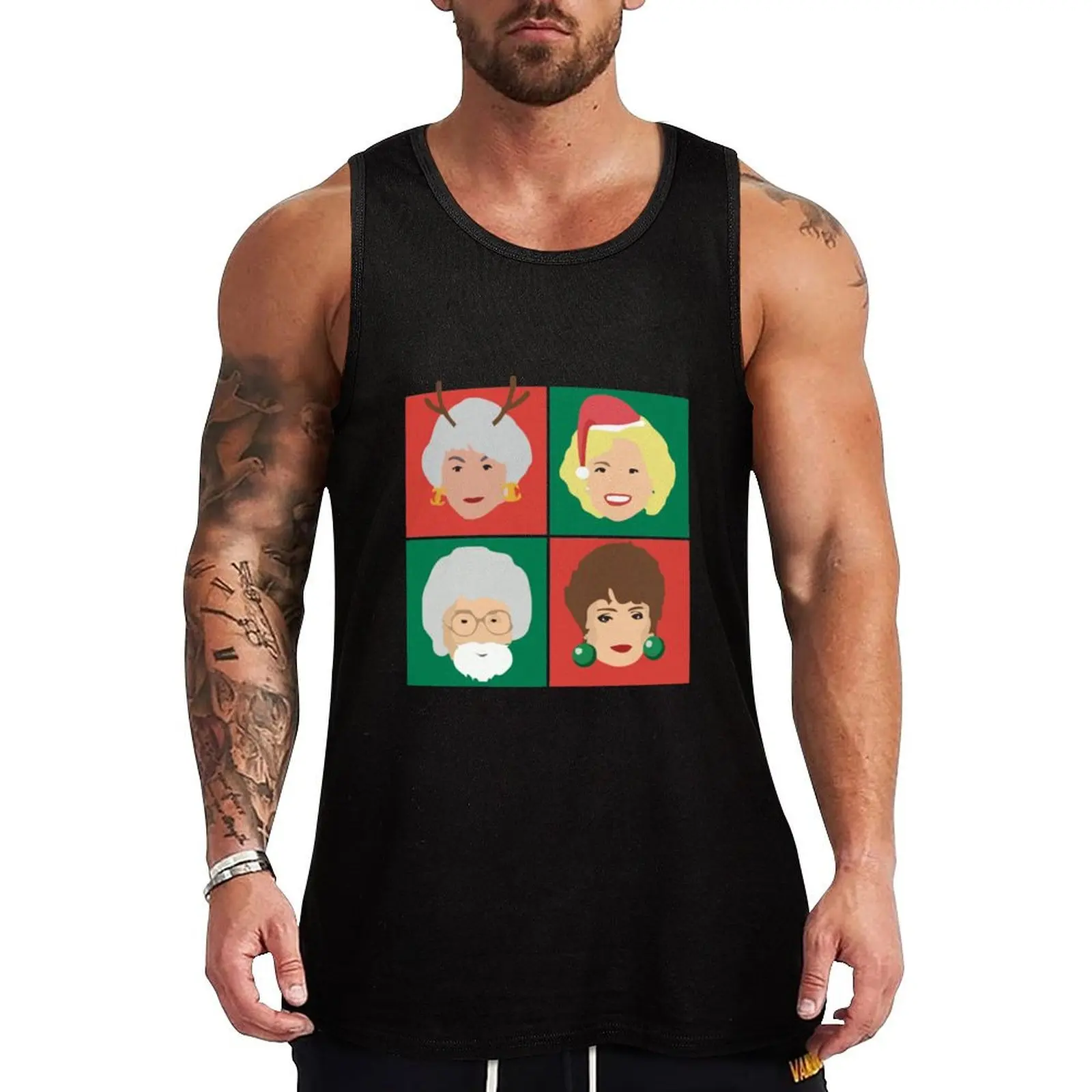 Golden girls christmas Tank Top Men's sleeveless gym shirts Men's singlets gym for men