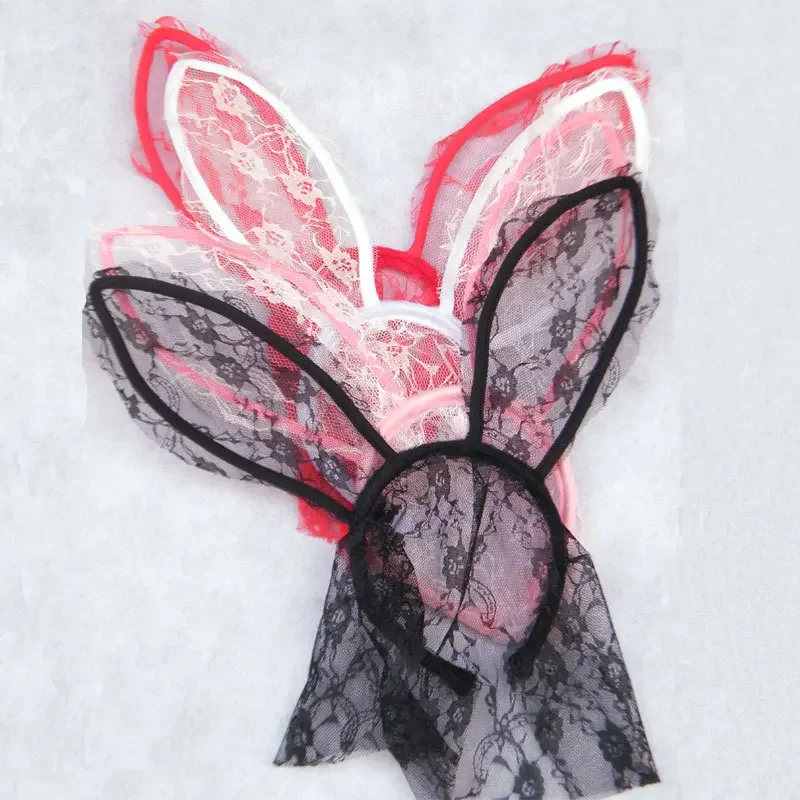 Party Rabbit Bunny Ears Headband With Lace Eye Mask Black/Red Masquerade  Birthday  Anime Cosplay Costume  Halloween Christmas