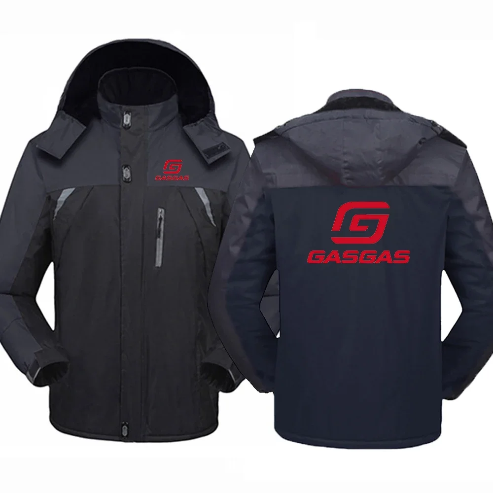 

2024 Autumn Winter Men's Motorcycles GasGas Logo Print Fashion High Quality Splicing Windproof Waterproof Detachable Hooded Coat