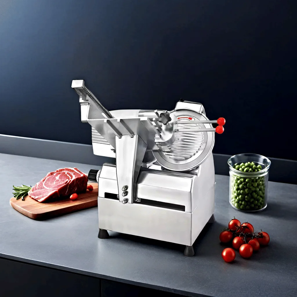 Mobile Meat Slicer Machine with Casters for Outdoor Catering Cooked Meat Roll Slicing Processing Gear