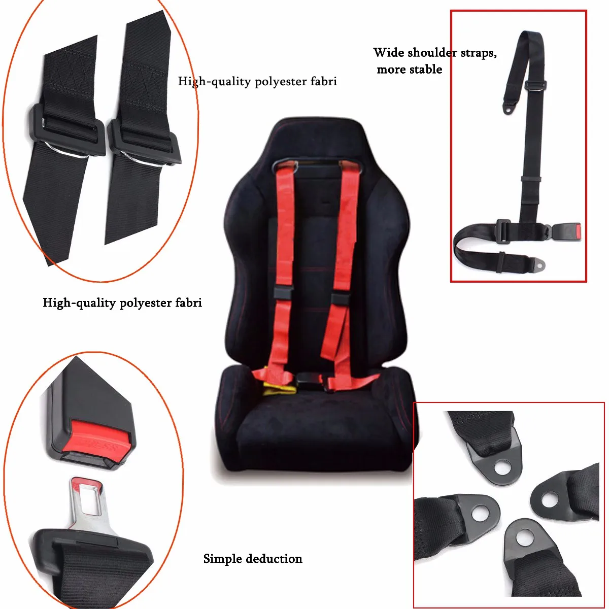 Car Racing Seat Belt Sports Racing Harness Safety Seat Belt 3 4 Point Fixing Mounting Quick Release Nylon