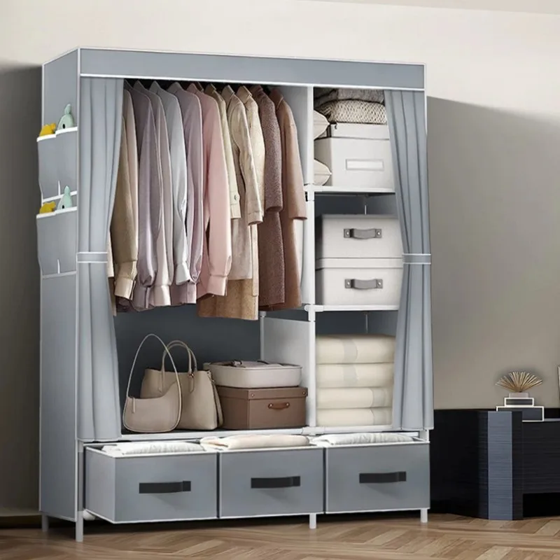 2025 خزانة ملابس محمولة جديدة كبيرة 65 بوصة مع أرفف معلقة 3 درج خزانة غرفة النوم خزانة تخزين المنزل #1