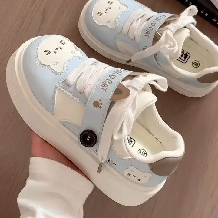 Cute Cartoon Thick Bottom High Top Women's Sneakers Student Universal Spring 2026 New Style Sports Casual Shoes Increased Height