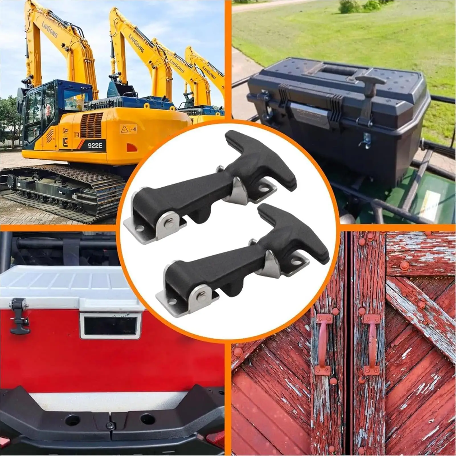 

Stainless Steel Hood Catch with brackets 2Pcs/set Flexible Vehicle Hood Latch Cargo Boxes Drawer Latch For Trucks
