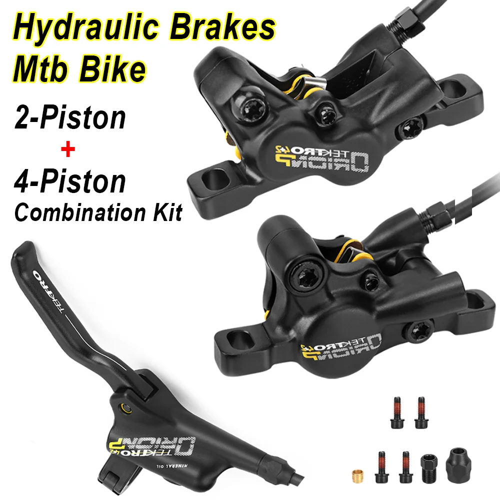 

Mountain Bikes Hydraulic Oil Disc Brake Set,Front 4-Piston & Rear 2-Piston Brakes,Split Hydraulic Brake,Bicycle Parts