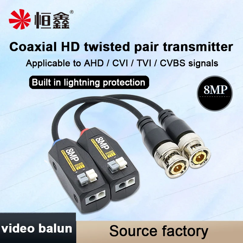 Imagem -02 - Vídeo Balun Montado tipo Trançado Par Transmissor 4k 8mp Bnc para Rj45 Conversor para Cctv Cccam Ahd Cvi Tvi Cvbs 10 Pares 20 Peças