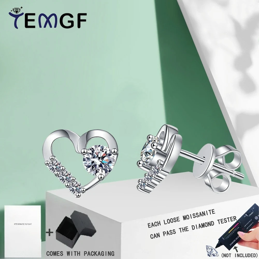 

TEMGF 4mm Moissanite Stud Earrings With GRA for Women Girls S925 Sterling Silver Romantic Jewelry Couple Love Gifts 0.6CT/Pair