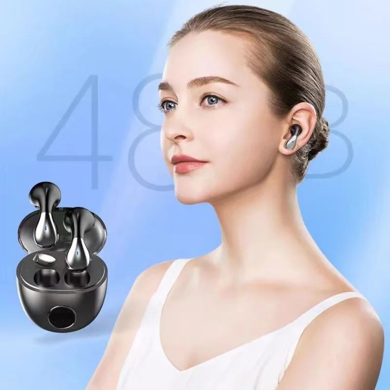 Droplet type wireless Bluetooth earphones dual in ear stereo high power TWS subwoofer transparent charging compartment headphone