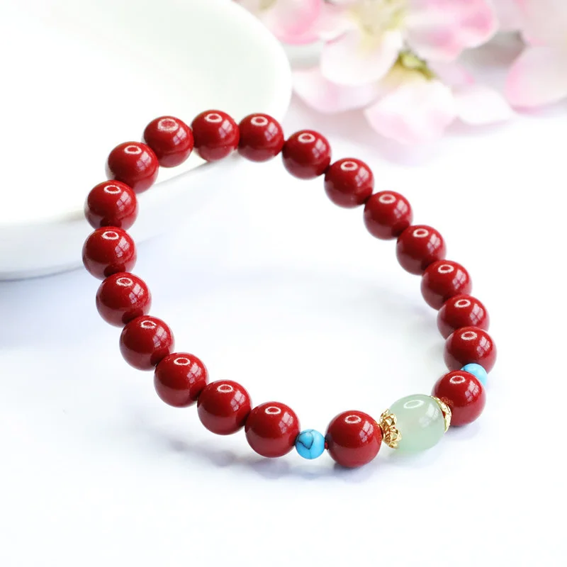 Natural Genuine Cinnabar Bracelet Purple Gold Sand Dongling Jade Jewelry Bracelet Men's And Women's Fine Jewelry