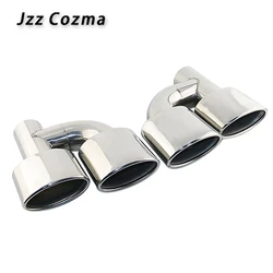 Dual Outlet Car Exhaust Tip, Slant Rolled Edge, Auto Silenciador, Tubo da cauda, Aço inoxidável, Interface para W211, W204, C63, 63mm