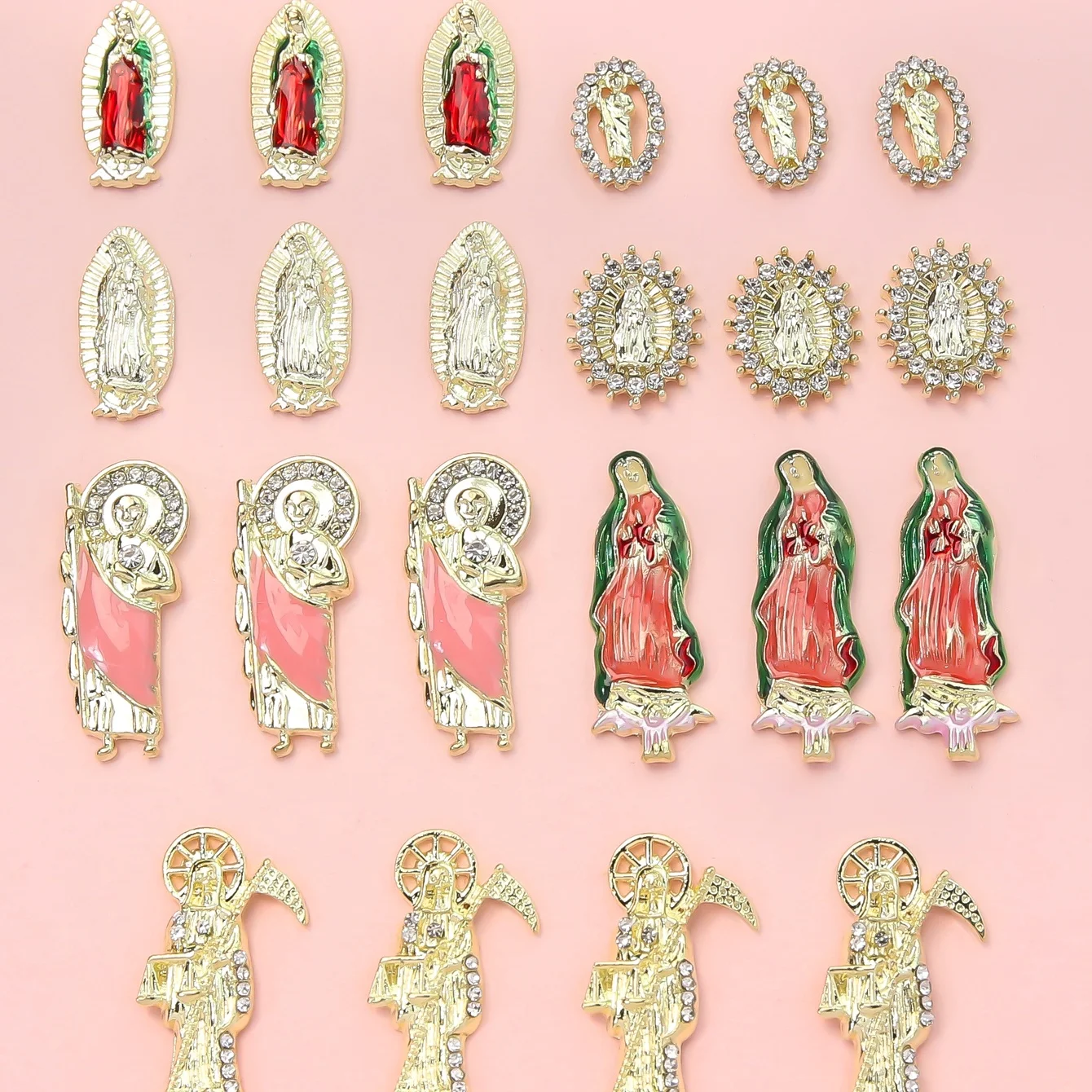 21Pcs/Box 3D Y2K Virgin Mary Nail Art Charms Death Akcesoria Części Do Ozdób Paznokci Materiały Projektowe Manicure Narzędzia Dekoracyjne *