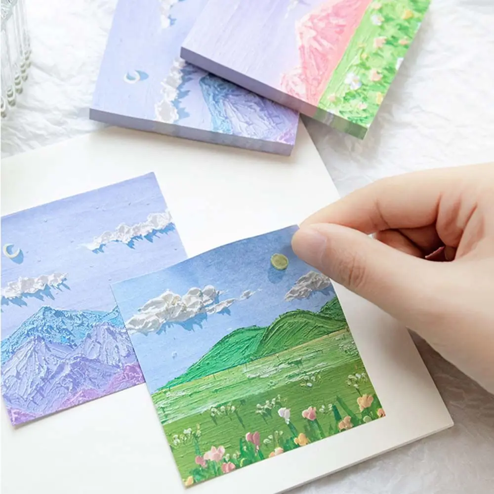 Note Check List School Office Supplies Notepad Pads landscape Oil Painting Sticky Note Memo Note Sticky Note Paper Memo Pad