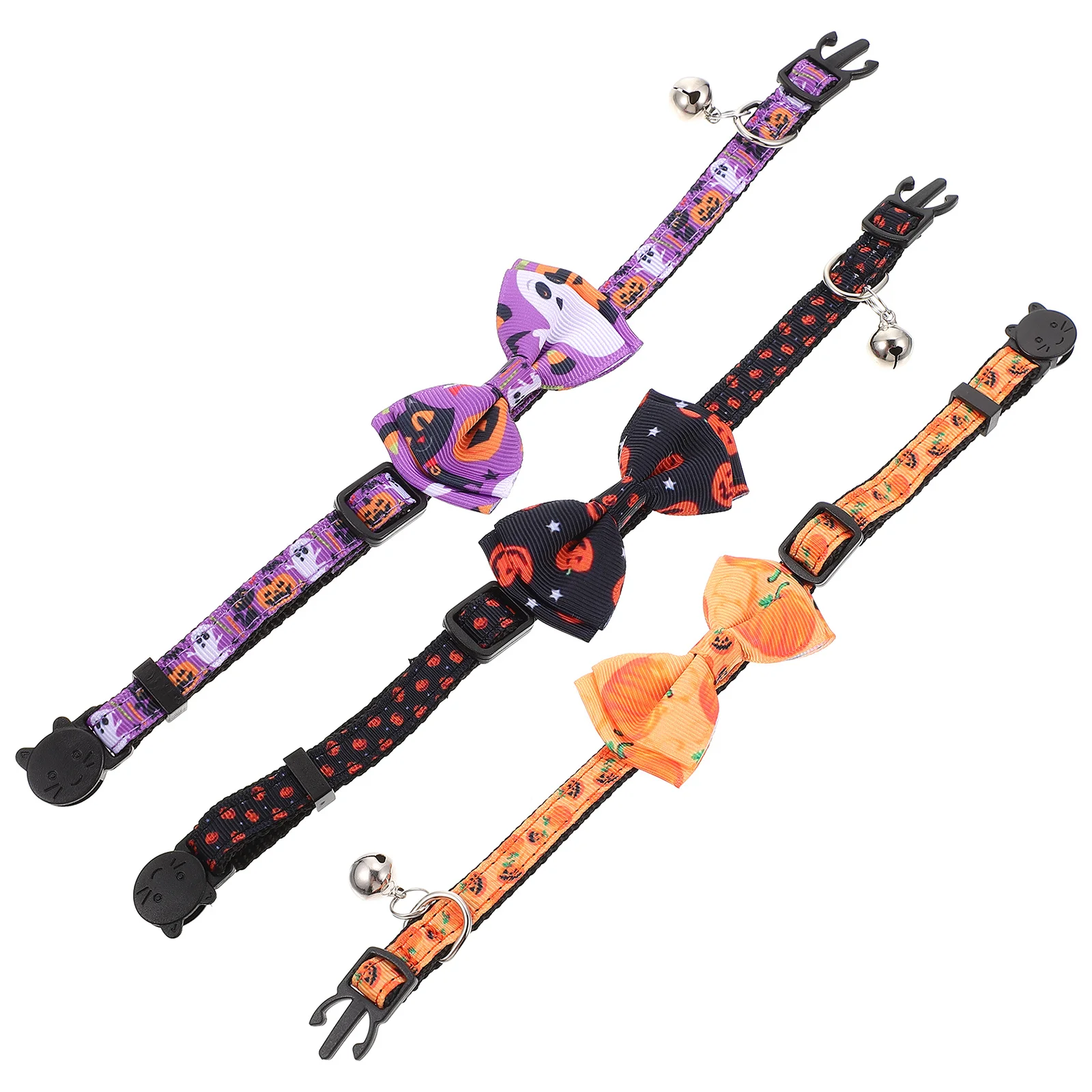 

3pcs Halloween Cat Collars Adjustable Bell Decor For Small Cats Dogs Party Favor Pet Supplies Bow Tie Cat Bell Collar