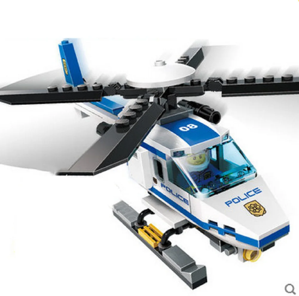 DIY City Police Helicopter Building Blocks Set for Kids Creative Assembly Aircraft Toy  Educational Patrol Playset image 4