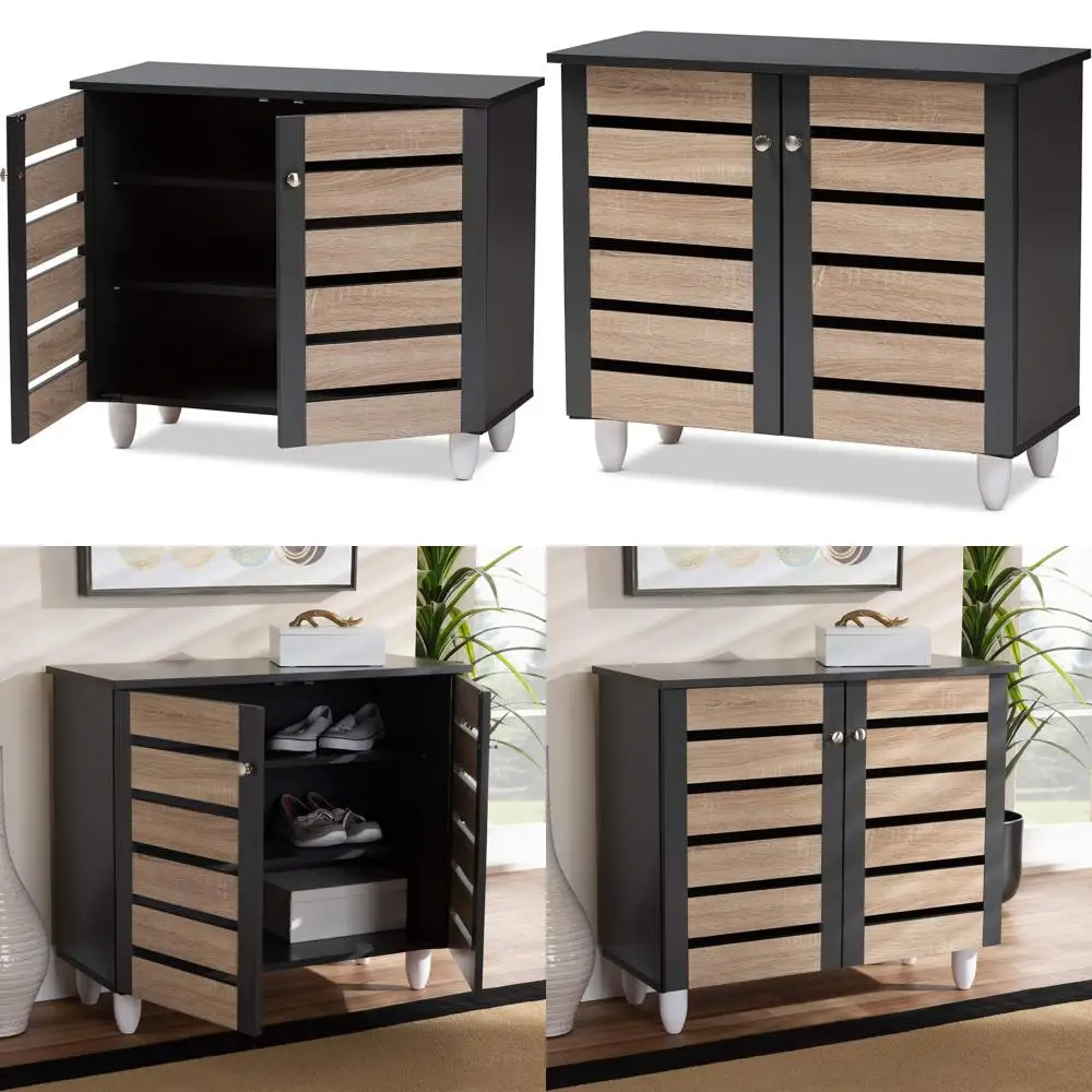 

Unisex Oak Gray One-Size Shoe Cabinet