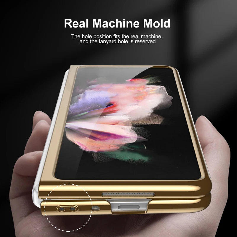 

GKK Оригинальный чехол для телефона из закаленного стекла для Samsung Galaxy Z Fold 3 2, чехол с обшивкой, защитный чехол для Galaxy Z Fold 3